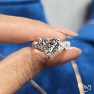 Anillo de diamante cultivado en laboratorio con forma de corazón de 3 quilates, banda retorcida con pavé, certificado IGI, oro blanco de 10 quilates, anillo de aniversario. - Product Image 5