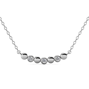 Pequeño círculo redondo barra colgante collar minimalista adornado con cristales de Swarovski Daisini plata 925 joyería de mujer - Product Image 1