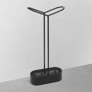 Porte-parapluie en acier noir au design élégant avec un seul crochet et un plateau de base pour la décoration de la maison, porte-parapluie fait à la main - Product Image 2