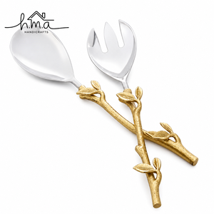 Ensemble de couteaux à fromage en laiton multicolores à motif plume avec finition or, argent et cuivre – Couverts élégants pour service, vaisselle décorative - Product Image 3