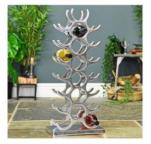 Estante para vinos de alta calidad, de metal dorado, con capacidad para 14 botellas, de aluminio, independiente, para mostrador de bar o fiestas. - Product Image 5