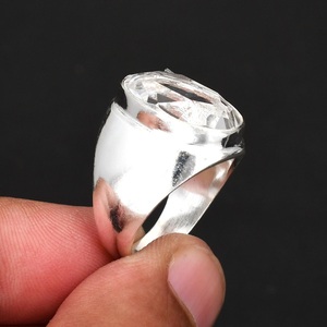 White Topaz Silver <b>Ring</b> 925 Silver <b>Crystal</b> <b>Ring</b> Men's Handmade <b>Ring</b> Elegant Jewelry - Product Image 4