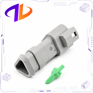 ตัวเชื่อมต่อรถยนต์แบบกันน้ำ 3 ขา J1939 CAN ทองแดง รุ่น DT04-3P-E008 พร้อมปลอกหุ้มแบบหดได้ สีเทา ซีรีส์ DT - Product Image 1