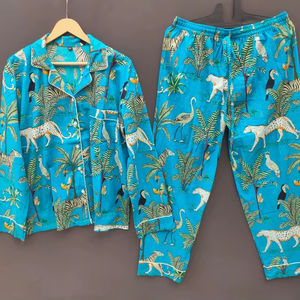 ชุดนอนผู้หญิงลายสัตว์ Naaz Textile ชุดเซ็ตเข้าชุดลำลองสำหรับฤดูร้อน เนื้อผ้านุ่ม ระบายอากาศได้ดี ผ้าฝ้าย 100% แขนยาว - Product Image 1