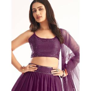 Beautiful Purple Sequined Georgette Party Wear Lehenga Choli - Product Image 5