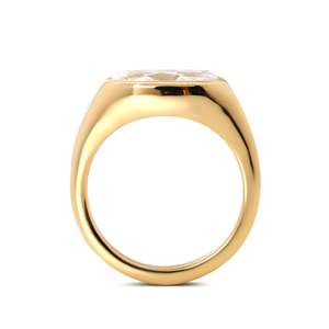 Anillo de compromiso solitario de oro amarillo macizo de 14K con diamante ovalado de 2 quilates cultivado en laboratorio, certificado IGI, engaste de bisel oriental-oeste - Product Image 5