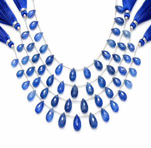 Kyanite Faceted Teardrop <b>Beads</b> <b>Top</b> Quality Kyanite Drops <b>Beads</b> Natural Blue Kyanite <b>Beads</b> Briolette 8 Inch - Product Image 1