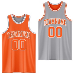 Conjunto de Camiseta y Pantalones Cortos de Baloncesto Reversibles OEM, Naranja y Gris, Nombre del Equipo Sublimado 00, Malla Transpirable, Ropa Deportiva Unisex para Adultos - Product Image 2