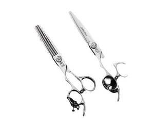 Juego de Tijeras de Acero Inoxidable para Zurdos, Mango Ergonómico, Tijeras de Entresacar Rectas, Profesionales para Peluquería - Product Image 1