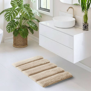 Customised Custom Luxury Plush Microfiber Solid Color Bath Rug Non-Slip Machine Washable Shower Carpet for Home or Hotel Use - Product Image 2