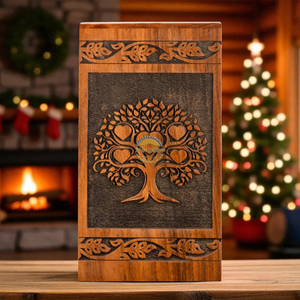 AYAANS Rosewood wooden Hand Carved Wooden Hot Selling cremation Urn Box for Adult Ashes Wholesale Cremation Urns (6X6X11)IN - Product Image 2