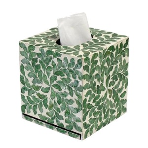 Handmade Wooden Tissue Box with Mother of Pearl Inlay for Home Decor - Product Image 2