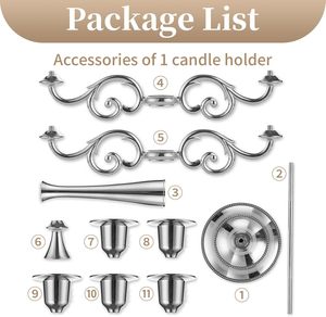 Candelabro de Cinco Brazos Warm Presence, Portavelas de Metal Plateado de 10.6 Pulgadas, Decoración Duradera para el Hogar, Uso en Bodas - Product Image 5