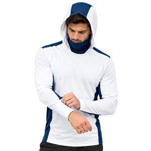 Ropa de Caza Personalizada para Hombres: Sudaderas con Capucha de Manga Larga Blancas y Azules para Caza de Ciervos, Jabalíes y Peces en Terrenos Altos - Product Image 5