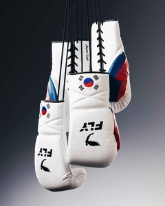 Gants de boxe en cuir Fly avec design du drapeau coréen, fermeture à lacets au poignet, respirants, pour adultes, entraînement de boxe - Product Image 2