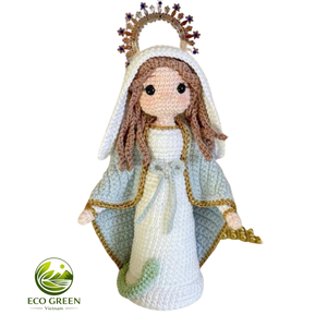Muñeca de la Virgen María Tejida a Crochet, Figura Religiosa Católica Hecha a Mano con Rosario y Corona, Decoración para Altar Cristiano, Regalo - Product Image 2