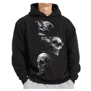 Sudaderas con capucha personalizadas OEM ODM para hombre, cortadas, negras, forradas, de invierno, con costuras en contraste bordadas, sudaderas con capucha tipo pullover unisex. - Product Image 4