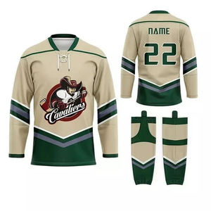 Ensemble d'uniformes de hockey sur glace pour femmes, maillot d'équipe sublimé personnalisé et chaussettes de hockey, logo et numéro personnalisés, vente en gros OEM - Product Image 2