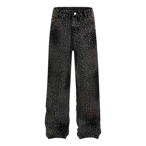 Vaqueros de mezclilla transpirables personalizados con perlas para mujer, pantalones acampanados desgastados con brillo, estilo urbano, cintura alta, invierno, diseñador OEM - Product Image 6