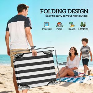 Sdraio Pieghevole da Esterno per Piscina con Parasole, Telaio in Alluminio Nero/Bianco, Cuscino in Olefin, Materiale in Corda per Piscina - Product Image 5