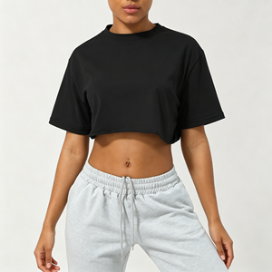 Camiseta Corta Oversize de Moda para Mujer, Impresión Personalizada, Algodón, Informal, Directo de Fábrica, Camisetas Cortas Ligeras para Mujer - Product Image 4