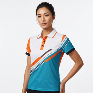 <b>Men's</b> Short Sleeve Polo Shirt With Abstract Striped Print Orange Teal White Color Block Quick Dry Woven Polyester Casual Fit - Product Image 5
