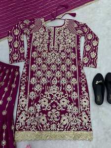 Ensemble de luxe pour femme, tenue de soirée brodée, style pakistanais et indien, avec dupatta, pour mariage et occasions festives, parure de créateur - Product Image 5
