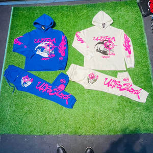 Chándal personalizado con estampado 3D en relieve para hombre, ropa de calle, forro polar grueso para invierno, con logotipo personalizado. - Product Image 2