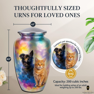 Multi-Pet Aluminum Urn for Dog & <b>Cat</b> Ashes <b>Memorial</b> Cremation 220 Cubic Inch Capacity Eco-Friendly & Durable - Product Image 4