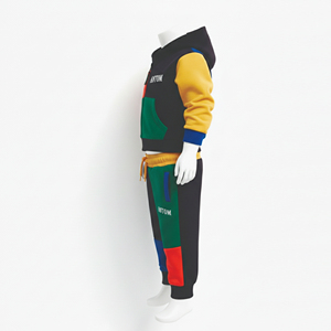 Ensemble de survêtement d'hiver pour enfants grande taille, deux pièces, à capuche, décontracté, avec fermeture éclair, pantalon de jogging, couleur unie, unisexe, multicolore, 100% coton - Product Image 4