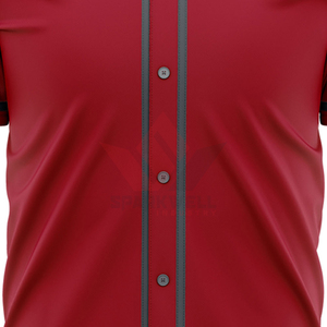 Maillot de baseball rouge pour homme, manches courtes, anti-humidité, boutons sur le devant, couleur unie, coupe classique, vêtements pour toutes les saisons - Product Image 2