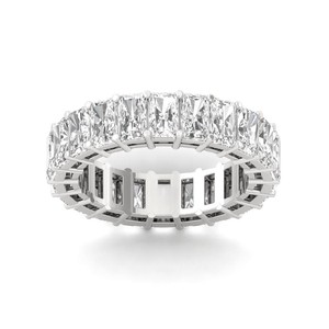 ZAWO HOUSE Women's Yellow Gold Diamond Eternity Band <b>Ring</b> Channel Setting Round Brilliant Cut Geometric Classic Wedding <b>Ring</b> - Product Image 3