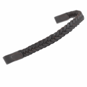 Nueva diadema de cuero para caballo, hecha a mano con diseño trenzado, en negro, marrón y tostado, con extremo de lazo cosido. - Product Image 2