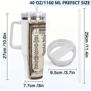 Vaso Personalizado de Acero Inoxidable de 40 oz con Diseño de Números de Emergencia para Uso Corporativo - Product Image 4