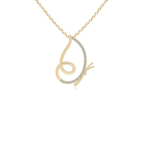Pendentif élégant de luxe en or 10K 14K 18K ou argent 925 935 avec diamant de laboratoire taille ronde en forme de feuille tourbillonnante et design pavé - Product Image 3