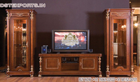 Support mural pour téléviseur de style baroque luxueux, support pour téléviseur de style français antique pour la maison, support pour téléviseur en teck classique pour la maison, décoration d'événements aux États-Unis