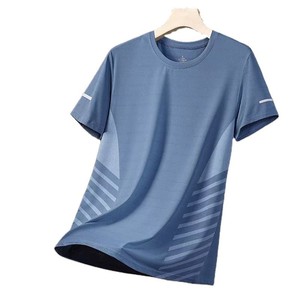GYM T-<b>Shirt</b> Men's Short Sleeve O-Neck Quick Dry Knitted Polyester Sporty T-<b>Shirt</b> Regular Fit Solid Black - Product Image 4