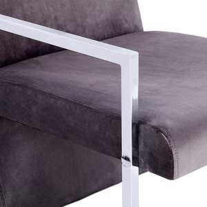 Sillón de Madera Contrachapada con Base Cromada y Tapizado en Terciopelo Gris Oscuro para Sala de Estar - Product Image 6