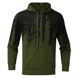 Ensemble de survêtement pour homme vert olive à capuche, manches longues, imprimé dégradé, sweat-shirt décontracté et pantalon de jogging, vêtements d'automne - Product Image 3