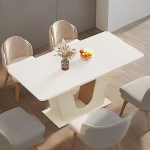 Tavolo da Pranzo Moderno Rettangolare da 55 Pollici per 4-6 Persone con Base a U, Elegante Tavolo da Cucina - Product Image 4
