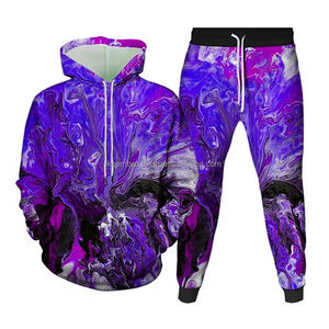 Ensemble de vêtements d'entraînement de jogging imprimés numériques 3D épais et colorés de meilleure qualité avec col à capuche pour la course d'hiver - Product Image 4