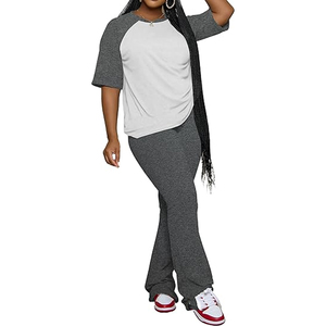 Ladies Casual Lounge Wear Two Piece Set Loose Fit <b>Top</b> Drawstring Pants Summer Outfit Custom Logo - Product Image 1