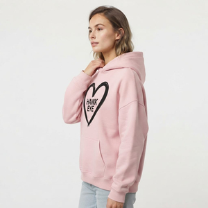 Sudadera con Capucha Oversize de Algodón para Mujer, Color Rosa Sólido, con Logotipo Personalizado, Hombros Caídos, Estilo Urbano - Product Image 3