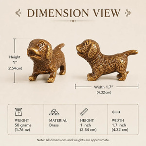 SHUBHAM Figurines de chiens miniatures en laiton massif, style Art déco, faites à la main, paire de statues décoratives de chiots, décoration intérieure, bureau, objet de collection, cadeau - Product Image 3