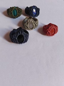 Handcrafted Macrame Gemstone <b>Ring</b> Collection Boho Adjustable Knotted <b>Rings</b> <b>Set</b> for Women - Product Image 1