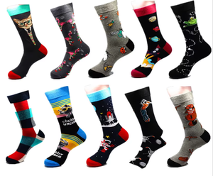 Colorful Combed Cotton Cute <b>Cat</b> Cartoon Space Star Funny <b>Socks</b> Men Wholesale - Product Image 2