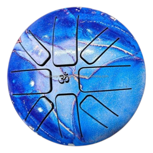 กลองเหล็กเคลือบสีน้ำเงินพร้อมไม้ตียาง สำหรับการทำสมาธิ โยคะ การผ่อนคลาย การบำบัดด้วยเสียง ของขวัญดนตรี - Product Image 2