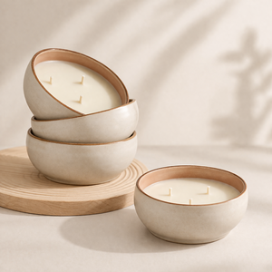 Recipiente Apilable Redondo de Cerámica para Velas, Pared Gruesa, Resistente al Calor, Acabado Mate Suave, Multi-Vela, Lujo, Reutilizable, Decoración del Hogar - Product Image 1