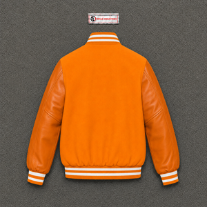 เสื้อแจ็คเก็ตวิทยาลัยสีส้มสไตล์โมเดิร์น เสื้อคลุมลำลองคอปกพับได้ สวมใส่สบาย เหมาะกับฤดูใบไม้ร่วง ทรงปกติ - Product Image 6