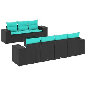 Juego de sofás de patio de ratán sintético negro de 8 piezas con cojines, elegantes muebles de exterior - Product Image 2